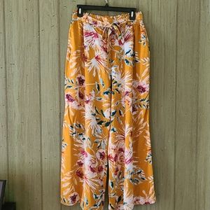 ❤ Yellow floral high waist palazzo pants